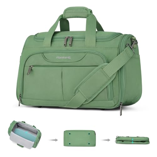 Hanke Underseat Carry On luggage Bags for Travel, Foldable Travel Bags for Women, Soft Lightweight Personal Item Travel Bag Small Carry On Bags for Airplanes, Travel Tote Bags for Women Men. Green