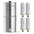 Culligan MaxClear 2.25 Gallon Gravity Water Filter System, Brushed Stainless-Steel Countertop Water Filter NSF/ANSI Certified to Reduce Microplastics, Lead & Total PFAS, with 4 Ceramic Filters