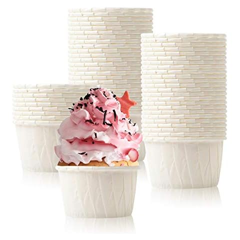 100Pcs Cupcake Cases for Baking, Cake Muffin Liners Greaseproof Paper Cupcake Cups, Standard Baking Cupcake Liners, Disposable Baking Cups for Holiday Party Christmas Birthday Wedding (White) Cover
