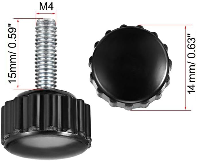 MACHSWON Knurled Clamping Knobs Saw Drill Press Lathe and Routing Jigs Packaging Machinery Printing Equipment Hand Clamping Handle Bolt Hand Knob Screw Replacement Parts M4 x 15mm 5pcs - Image 2