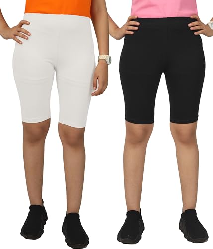 Image of KYDA Kids Girls's Stretchable Anti Bacterial Cycling Shorts, Yoga & Workout Gym Shorts (Pack of 2)