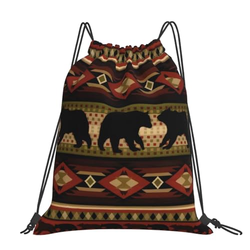 Sac à dos imprimé ours avec cordon de serrage pour un style décontracté au quotidien