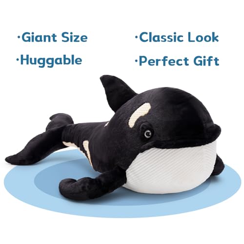 Image of MorisMos 31Inch Orca Stuffed Animal, Realistic Stuffed Orca Plush Toy, Soft Killer Whale Stuffed Animal Toy Sea Animal Gift for Kids Birthday Christmas