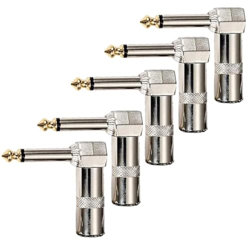 Connecteur jack mono mâle à souder 6,35 mm coudé pour câbles de haut-parleur et microphone