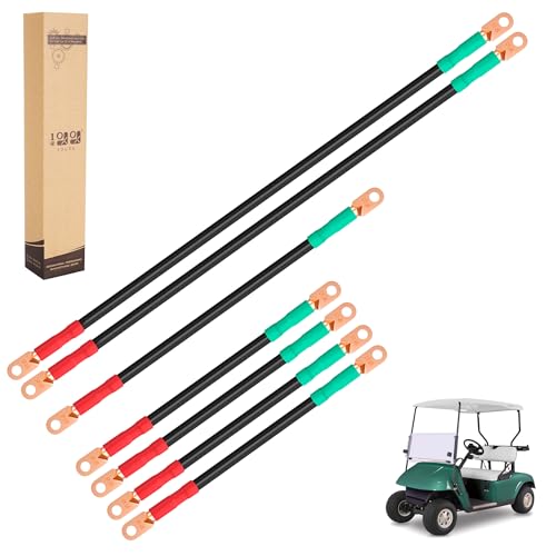 10L0L Golf Cart Battery Cables Wiring Kit for EZGO TXT & Medalist 1994-up 36 & 48 Volt, 4 Gauge 7 PCS Golf Cart Battery Cable Set