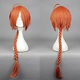 Cosplay Wig Gintama Cosplay Kamui Red Long Braids Straigt Short Synthetic Hair for Adult Japanese Anime Role Play