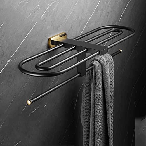 Porte-serviette simple de salle de bain en cuivre véritable noir mat