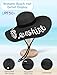 Senker Fashion Beach Hats for Women, Floppy Straw Sun Hat Embroidered Wide Brim for Summer Honeymoon Vacation Cruise Black