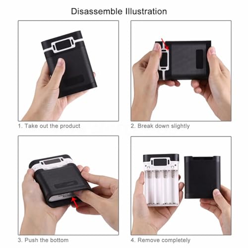 Image of Battery Charger Box 18650, Power Bank Case, Battery Charging Case, Detachable USB Cell Phone Charging DIY Case, 18650 Battery Seat Charging Case, DIY Battery (Battery Not Included) (4 Cell Charger)