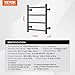 VEVOR 4 Bars Towel Warmer Rack, Wall Mounted Heated Towel Rack for Bathroom, IPX5 Waterpoof Towel Heater Rack with Timer & LED Display Screen, 5 Levels Adjustable Temperature Towel Heater, Black
