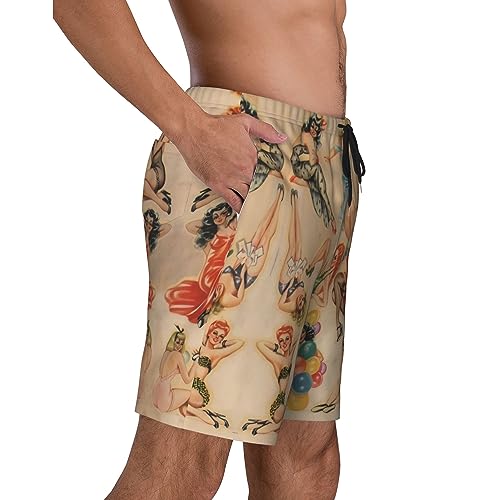 Retro Pinup Poster Girls Mens Swim Trunks Quick Dry Swim Shorts Swimwear Bathing Suits with Pockets2
