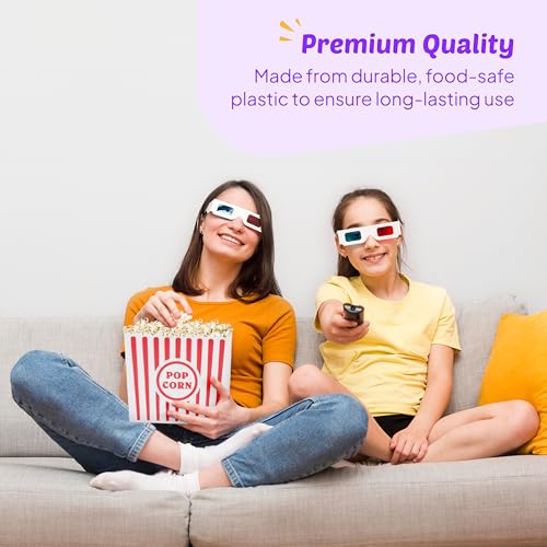 kedudes popcorn boxes plastic reusable - grease-proof leak-resistant - redwhite popcorn design - popcorn buckets - 10x85x85 inch