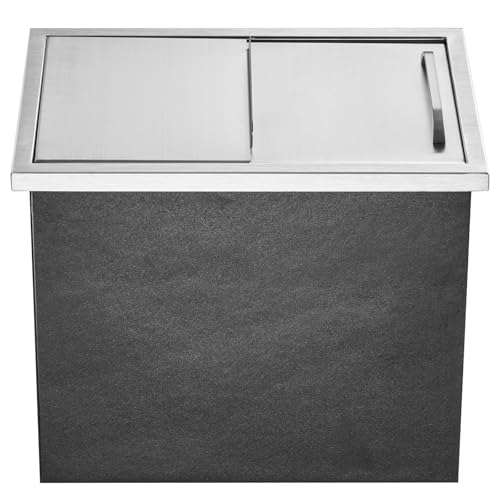 Image of Happybuy Drop in Ice Chest 18L x 12W x 14.5H Inch Stainless Steel Ice Cooler with Sliding Cover Drop in Ice Bin Included Drain-Pipe and Drain Plug for Cold Wine Beer