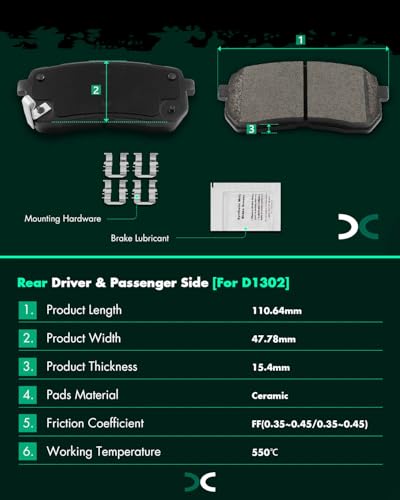 Image of SCITOO D1302 D1814 Front & Rear Ceramic Brake Pads Sets w /Hardware Replacement For Kia For Sedona 2015-2019