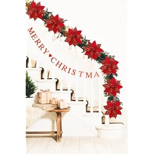 Briful 9'' Poinsettias Artificial Christmas Flowers 8PCS Silk Christmas Floral Picks and Sprays Large Red Poinsettias Flowers with Clips for Xmas Tree Vase Arrangement Wreath Decor Briful 9 Poinsettias Artificial Christmas Flowers 8PCS Silk Christmas Floral Picks and Sprays Large Red Poinsettias Flowers with Clips for Xmas Tree Vase Arrangement Wreath Decor