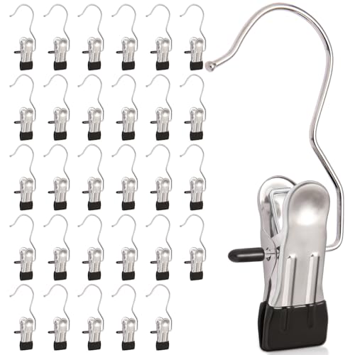 30 Pack Heavy Hanger Clips for Closet, Laundry Hooks Hanging Clips...