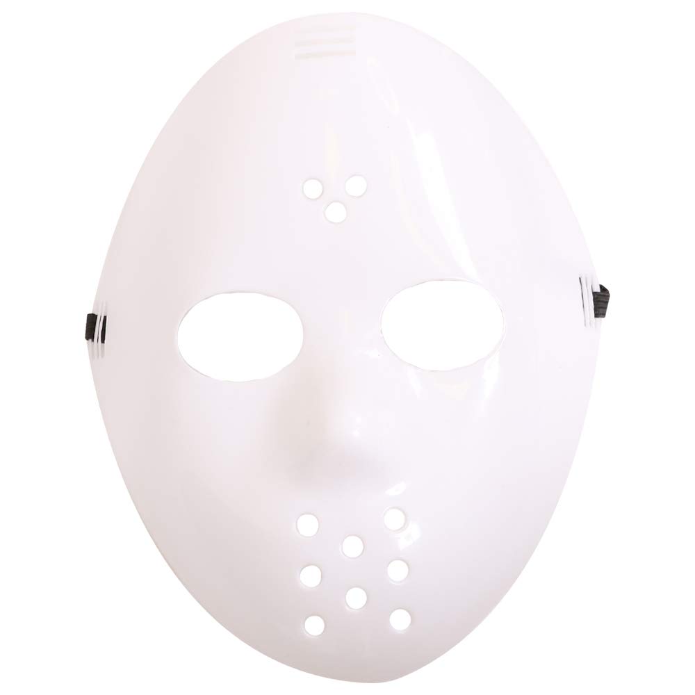Halloween Hockey Mask - Pack of 1 - White Mask with Elasticated Band - Adults Mens Womens Spooky Scary TV Movie Halloween Trick or Treat Fancy Dress Costume Accessory