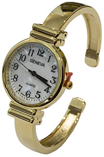 New Gold Geneva Metal Band Slim Case Women's Bangle Cuff Watch