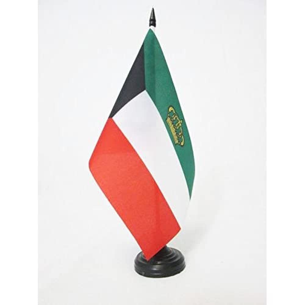 Emiri Standard of Kuwait Table Flag 5'' x 8'' - Kuwaiti Kingdom Desk Flag 21 x 14 cm - Black plastic stick and base - AZ FLAG