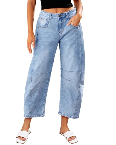 LookbookStore Barrel Jeans for Women High Waisted Cropped Wide Le...
