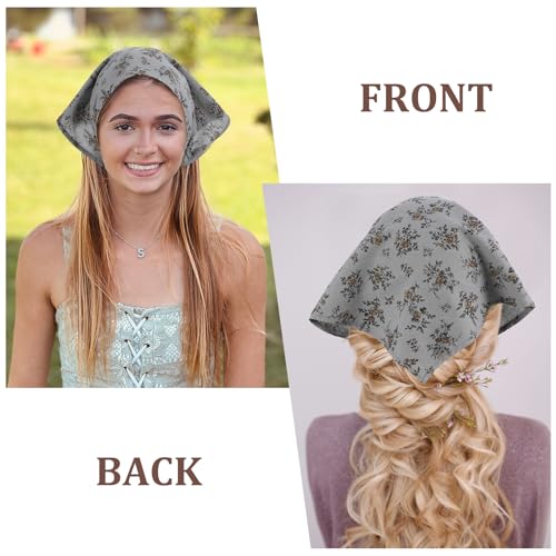 2pcs Triangle Head Kerchief for Women's Hair Floral Hair Scarf, Bandanas for Women, Triangle Head Scarf Tie-Back Boho Hairs Scarves Kerchief for Girls Women4