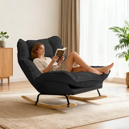 Sillón Mecedor Plegable Terciopelo Negro miniatura 6