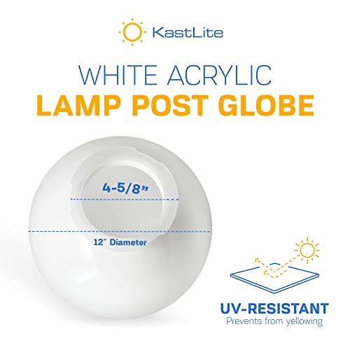 Kastlite 12" White Acrylic Lamp Post Globe | Smooth Textured With 4-5/8" Twist Lock Neck | Manufactured In The Usa #TOP1