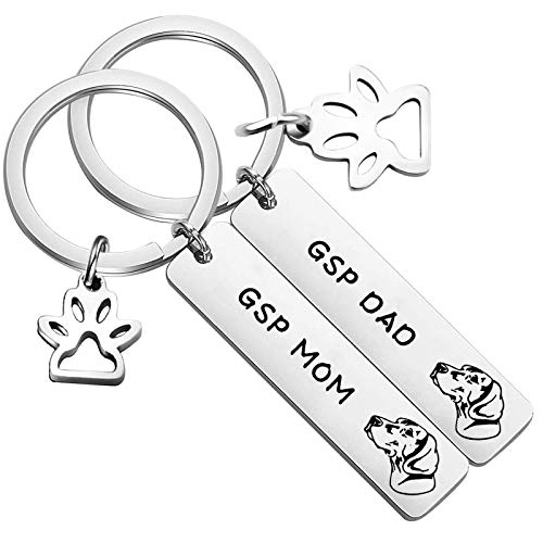 BEKECH GSP Mom GSP Dad Keychain Set German Shorthaired Pointer ...