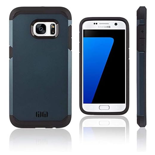Lilware Angular Armor Funda para Samsung Galaxy S7 SM-G930. Robusta Plástico Duro Doble Capa Protectora Funda. Negro/Azul Marina Color