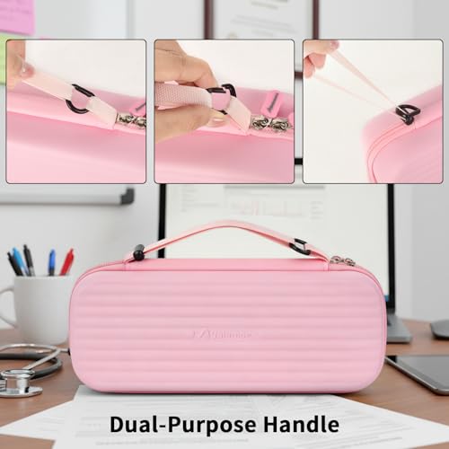 Image of Stethoscope Case Compatible with 3M Littmann Classic III /for MDF Instruments /for Paramed /for FriCARE Monitoring Stethoscope, Extra Room for Doctor & Nurse Accessories-Pink