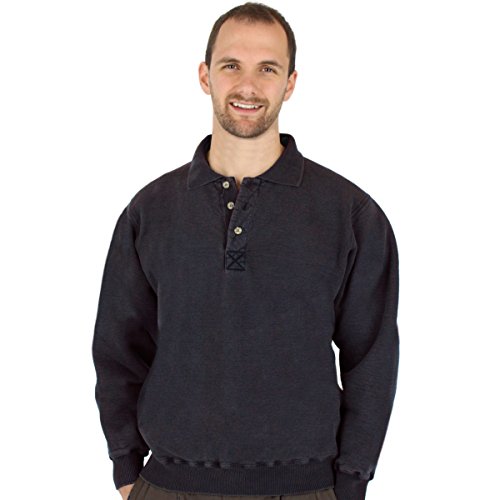CottonMill Men's 100% Cotton Button Polo Heavyweight Sweatshirt2