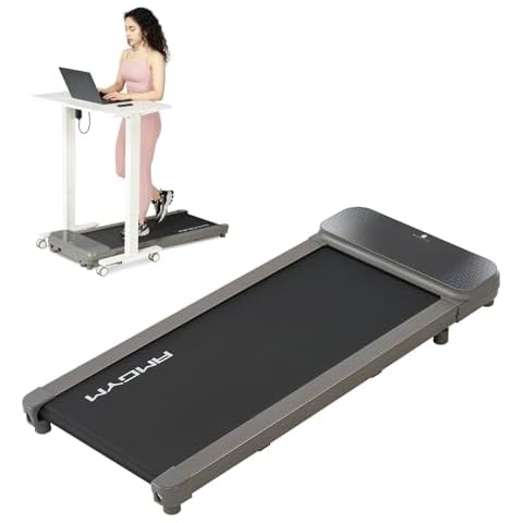 AMGYM Walking Pad Treadmill, Treadmill for Office Under Desk, Small Portable Treadmills for Home, Max 2.5 Hp Walking Jogging Running Compact Treadmill with Led Display, Remote Control, Premium Gray Cover