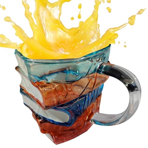 Taza de libro pintada en 3D, tazas de café apilables de libros de 300 ml con asa para amantes de los libros, profesores, amigos literarios, tazas de vidrio creativo, tazas de agua para bebidas frías y