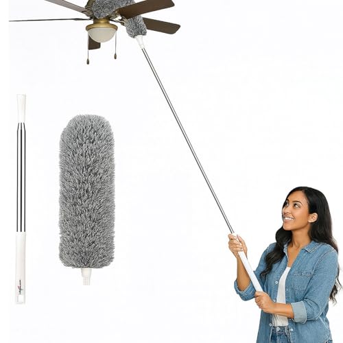 Image of Signamio Cleaning Essentials: Microfiber Fan Cleaner & Wall Cleaning Mop with Long Handle, Expandable Dusting Stick, Extends Up to 100 Inches, Washable for Efficient Dust Removal