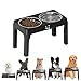 Cmswiftify 犬 食器台 犬 えさ台 中型犬～大型犬向け ペット 餌台 ステンレスボウル 食器 エサ台 ペット用昇降式食器台｜4段階高さ調節｜ステンンレスボウル2枚付属｜多頭飼い・ペット対応｜関節負担軽減・吐き戻し防止設計｜屋外/動物病院兼用 餌入れ 犬 ご飯台