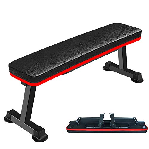 Banco de peso plano plegable, banco de levantamiento de pesas, equipo de gimnasio en casa