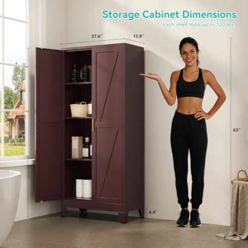 Image of Metal Storage Cabinet with Doors and Adjustable Shelves