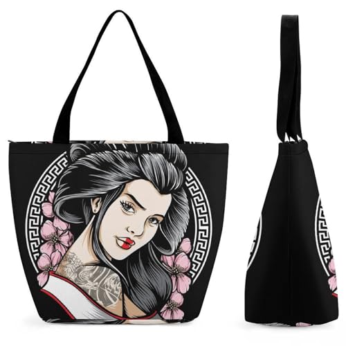 Sac à bandoulière grand format Beauté Tatouée avec base large 28x18cm