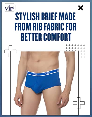 Image of VIP Men's Premium Cotton Brief | Durable Elasticized Waistband, Ultra Soft | Regular Fit | Stretchable & Breathable Underwear | Moisture Wicking Inner | All-Day Comfort Fit | Pack of 5