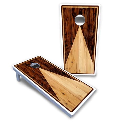 Cornhole Solutions - All Weather 2x4 ft Cornhole Boards + Direct UV Printed + UV Clear Coat - Premium Outdoor Game (Wooden Triangle)