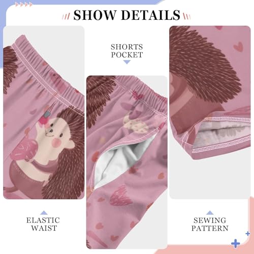 Hedgehog Sweet Love Boys Long Pants Soft Trousers Elastic Waist Kids Lounge Bottoms with Pockets S-XL4