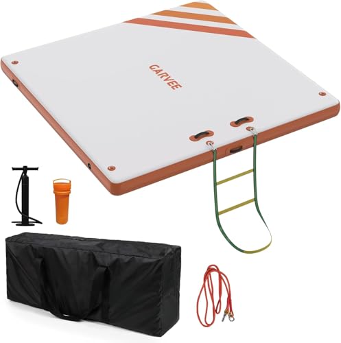 GAOMON 10 X 6ft Inflatable Floating Dock, Non-Slip Inflatable Dock Platform, Air Dock Platform with Portable Carrying Bag & Detachable Ladder, Floating Platform Island Raft for Pool Beach Ocean