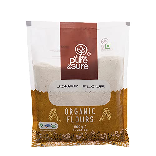 Pure & Sure Organic Jowar Flour 500Gm | Healthy Food for Weight Loss | Gluten Free Atta, No Preservatives, No Trans Fats, High Protein Food