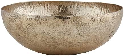 Creative Brands 47th & Main Ornate Aluminum Round Bowl, Large, Gold