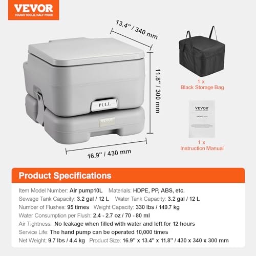 Vevor PORTABLE TOILET FOR CAMPING 3.2 GAL Portable Toilet For Camping, Rv Toilet thumb #6