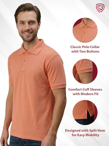 Image of Lux Cozi Men's Cotton Solid Polo Tshirt | Collar Tshirts | Half Sleeves | Stylish & Premium All Day Wear | Pack of 1
