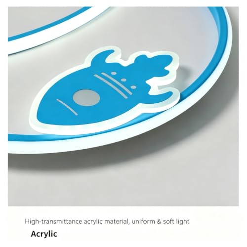 Luz De Techo LED Dimmable infantil con cohete azul de hierro y protección ocular para dormir 6