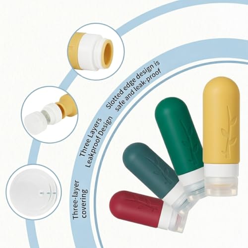 Image of DEPOZA Travel Bottles Kit (16 Pack) - TSA Approved, Leak Proof Silicone Squeezable Containers for Toiletries. Complete Set with Jars, Sprayers & Bag (Wine Red)