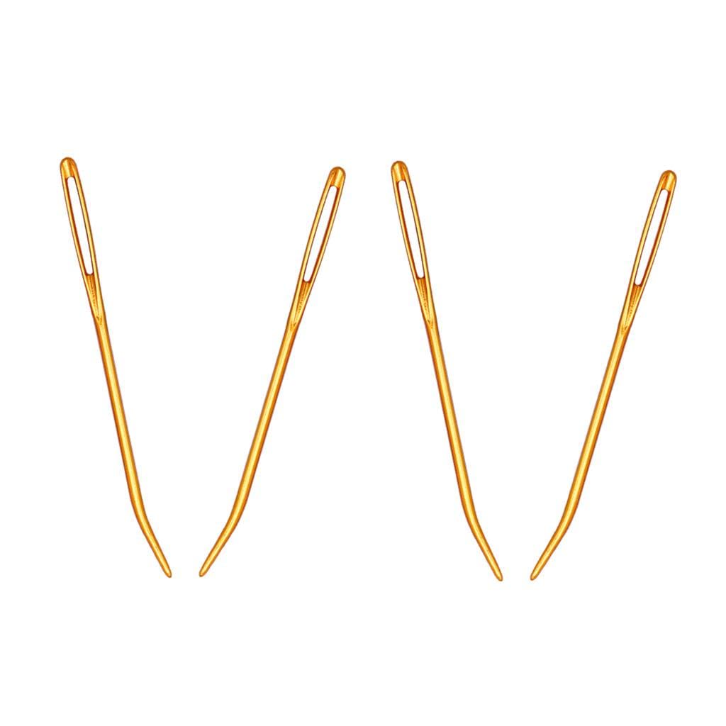 Enakshi 4pcs Aluminium Large-eye Bent Tip Tapestry Darning Needles Knitting Golden-picture-14