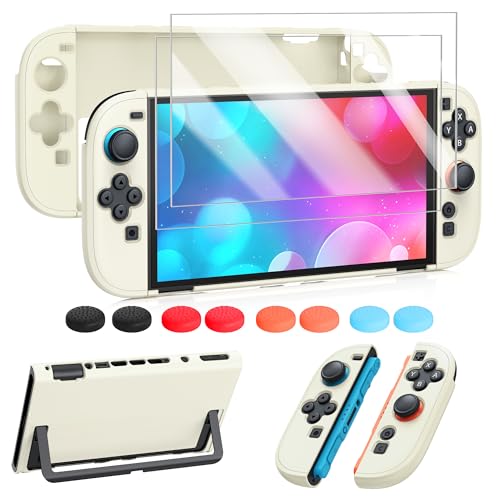 Image of FYOUNG Protective Case for Nintendo Switch 2 2025, Slim Hard Shell for Switch 2 Accessories, Scratch&Shock Protection Cover with Screen Protector, 8 Thumb Grip(Soft Yellow, Switch 2 7.9inch)